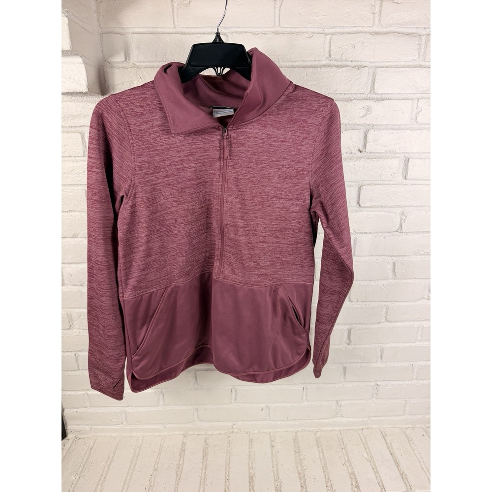 Gorpcore Columbia Women L Mauve Heather Half Zip Fleece Pullover Thumbholes